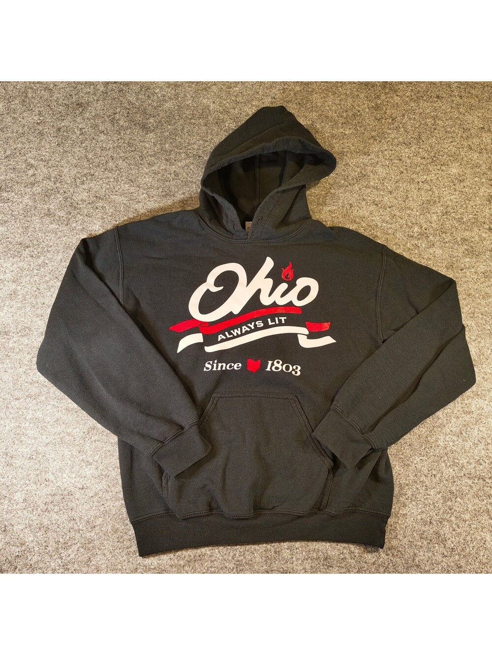Ohio Always Lit Since 1803 Black Graphic Pullover Hoodie Sweatshirt Small